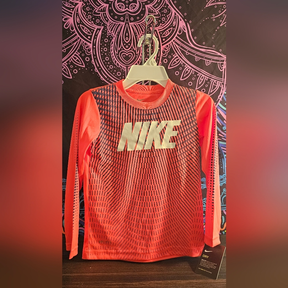 Nike Coral Red Long Sleeve Dri-FIT Top